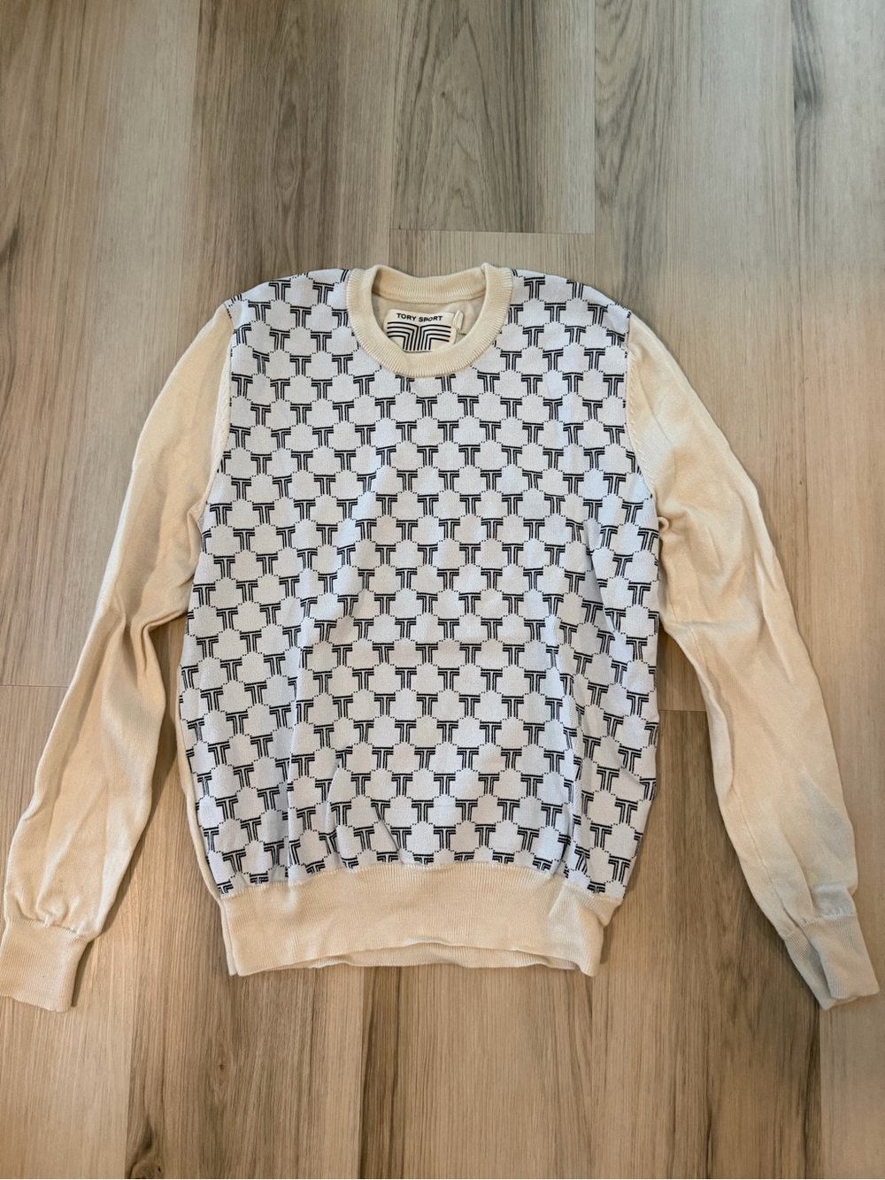 Tory Sport Cream Patterned Men's Sweater